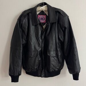 Black Leather Bomber Jacket